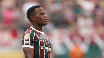 EAST RUTHERFORD, NEW JERSEY - JUNE 21: Jhon Arias #21 of Fluminense FC looks on during the FIFA Club World Cup 2025 group F match between Fluminense FC and Ulsan HD FC at MetLife Stadium on June 21, 2025 in East Rutherford, New Jersey. Francois Nel/Getty Images/AFP (Photo by Francois Nel / GETTY IMAGES NORTH AMERICA / Getty Images via AFP)