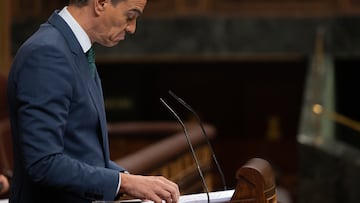 El presidente del Gobierno, Pedro Sánchez, durante una sesión extraordinaria en el Congreso de los Diputados, a 17 de julio de 2024, en Madrid (España). Pedro Sánchez presenta hoy las líneas fundamentales del Plan de Acción por la Democracia, también llamado plan de regeneración democrática. Se trata de un paquete de medidas que incluye cambios en la regulación de la publicidad institucional para limitar el dinero público que se destina a los medios de comunicación. Durante la sesión, también ha informado de las decisiones adoptadas por los líderes de los 27 en los Consejos Europeos que tuvieron lugar en los pasados 17 y 27 de junio.
17 JULIO 2024;MADRID;CONGRESO DE LOS DIPUTADOS;SESIÓN EXTRAORDINARIA;PLAN DE REGENERACIÓN DEMOCRÁTICA
Eduardo Parra / Europa Press
17/07/2024