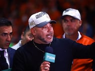 Soccer Football - Liga MX - Final - Second Leg - Toluca v Tigres UANL - Estadio Nemesio Diez, Toluca, Mexico - December 14, 2025 Toluca coach Antonio Mohamed speaks during an interview after winning Liga MX REUTERS/Eloisa Sanchez