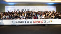 Reuni&oacute;n de las jugadoras con AFE en busca de soluciones por el convenio colectivo. 