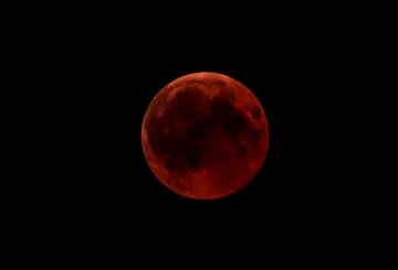Imagen del eclipse lunar 2018 desde Aley, Líbano.  

