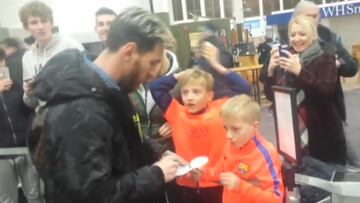 Young fan can't quite believe his luck as he meets hero Messi