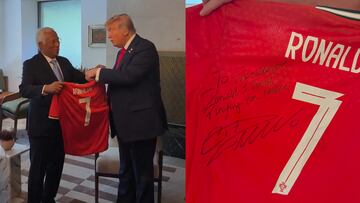 Donald Trump recibe camiseta firmada por Cristiano Ronaldo con mensaje de paz incluido
