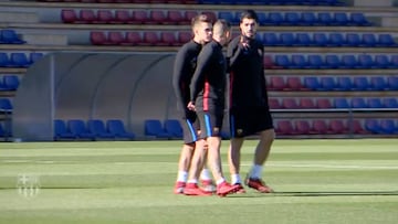 El Barcelona se entrena con la ausencia de Messi