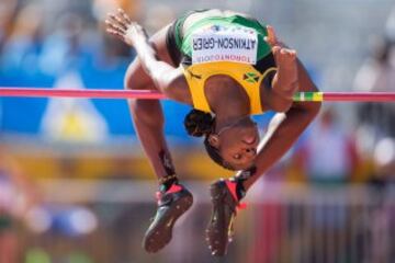 La jamaicana Daniel Atkinson-Grier compitiendo en salto femenino del Campeonato Panamericano en Toronto, Canada. 
