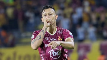 Gustavo Ramírez anota el gol de Tolima en la final de Liga BetPlay contra Nacional.