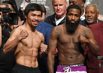 Manny Pacquiao y Adrien Broner pasaron sin problemas el reto de la báscula y están listos para enfrentarse 