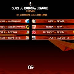 Inter-Getafe y Sevilla-Roma en octavos de la Europa League