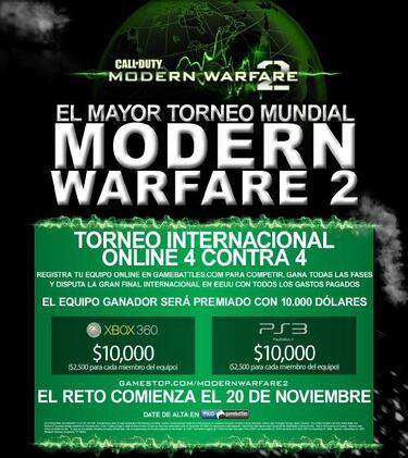 Gamestop organiza un Torneo Online de Modern Warfare 2 para sus clientes