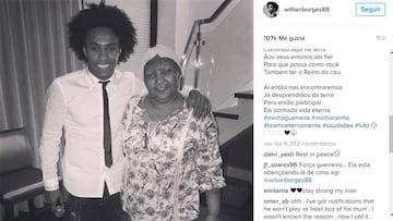 Emotivo mensaje de Willian a su madre tras fallecer de cáncer