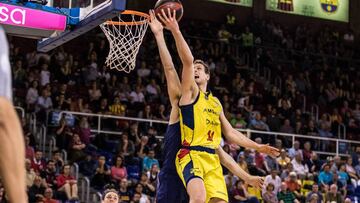 Jaka Blazic, #11 of Morabanc Andorra in action during the Liga Endesa match between Fc Barcelona Lassa and Morabanc Andorra at Palau Blaugrana, in Barcelona, Spain, on May 27, 2018.