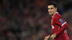 Philippe Coutinho durante un partido del Liverpool.