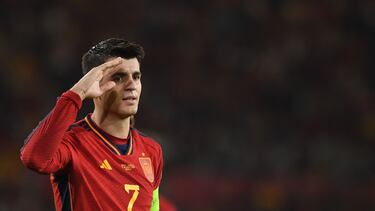 Morata celebra su gol ante Escocia.