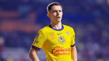 Alvaro FIdalgo of America during the Quarter-Final first leg match between Pachuca and America as part of the Liga BBVA MX, Torneo Clausura 2025 at Hidalgo Stadium on May 07, 2025 in Pachuca, Hidalgo, Mexico.