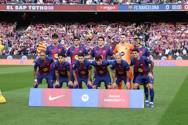 El once inicial del Barcelona. 