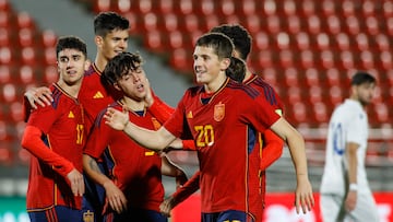 Los jugadores de la Sub-19 celebran un gol ante Chipre.