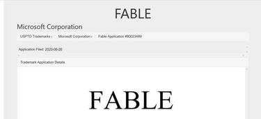 Microsoft solicita la renovación de la marca Fable