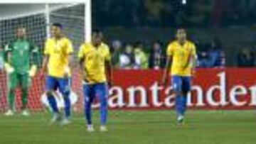 La selección de Brasil durante un partido de la Copa América.