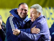 Andre Soares Jardine of America and Domenec Torrent coach of Monterrey during the 5th round match between America and Monterrey as part of the Liga BBVA MX, Torneo Clausura 2026 at Ciudad de los Deportes Stadium, on February 07, 2026 in Mexico City, Mexico.