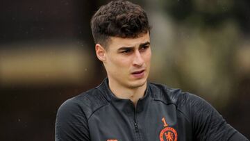 Kepa, en un entrenamiento con el Chelsea.