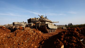 Israeli tanks are seen as the military participates in a drill near Israel's border with Lebanon in northern Israel, October 26, 2023. REUTERS/Lisi Niesner