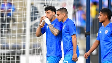 Jorge Sanchez and Camilo Candido of Cruz Azul during the match between Philadelphia Union and Cruz Azul as part of Group O of the 2024 Leagues Cup at Subaru Park Stadium on August 04, 2024 in Philadelphia, United States.