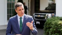 Spanish Prime Minister Pedro Sanchez speaks to reporters outside the West Wing after meeting with U.S. President Joe Biden at the White House in Washington, U.S. May 12, 2023.  REUTERS/Jonathan Ernst