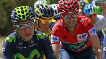 Nairo Quintana y Alejandro Valverde durante la octava etapa.