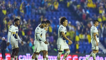 Alvaro Angulo, Pedro Vite, Adalberto Carrasquilla of Pumas during the 11th round match between America and Pumas UNAM as part of the Liga BBVA MX, Torneo Apertura 2025 at Ciudad de los Deportes Stadium, on September 27, 2025 in Mexico City, Mexico.