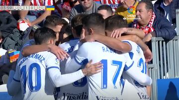 El Leganés celebra el gol ante el Sporting