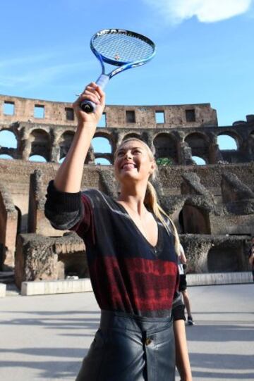 Sharapova entrena en el Coliseo de Roma