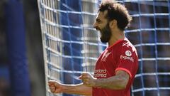 Soccer Football - Premier League - Brighton &amp; Hove Albion v Liverpool - The American Express Community Stadium, Brighton, Britain - March 12, 2022 Liverpool&#039;s Mohamed Salah celebrates scoring their second goal REUTERS/Tony Obrien EDITORIAL USE ON