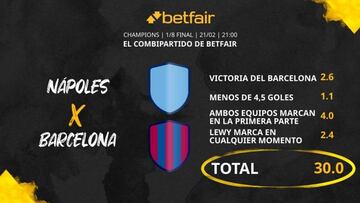 SSC Napoli vs. FC Barcelona: Combipartido de Betfair a cuota 30.0