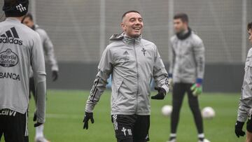 Iago Aspas, durante un entrenamiento con el Celta.