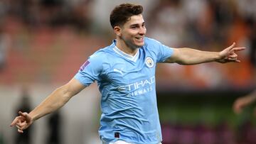 Juli¨¢n ?lvarez durante un partido del Mundial de Clubes entre Manchester City y Fluminense.