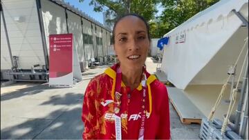 La atleta española Laura Méndez, tras abandonar en el maratón femenino de los Juegos de Tokio 2020.