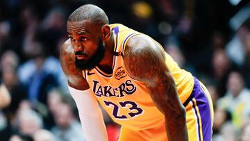 PORTLAND, OREGON - FEBRUARY 20: LeBron James #23 of the Los Angeles Lakers looks on during the second quarter against the Portland Trail Blazers at Moda Center on February 20, 2025 in Portland, Oregon. NOTE TO USER: User expressly acknowledges and agrees that, by downloading and or using this photograph, User is consenting to the terms and conditions of the Getty Images License Agreement. Alika Jenner/Getty Images/AFP (Photo by Alika Jenner / GETTY IMAGES NORTH AMERICA / Getty Images via AFP)