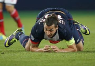 Zlatan Ibrahimovic en el partido PSG-Benfica.