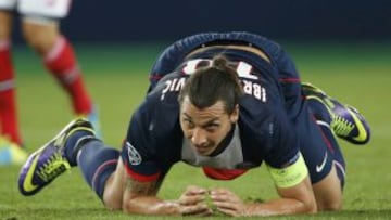 Zlatan Ibrahimovic en el partido PSG-Benfica.