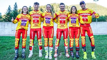 Laia Pi, Gabri Marcelli, Berta Abell¨¢n, Toni Bou, Daniela Hernando y Adam Raga forman la selecci¨®n espa?ola del Trial de las Naciones 2024.