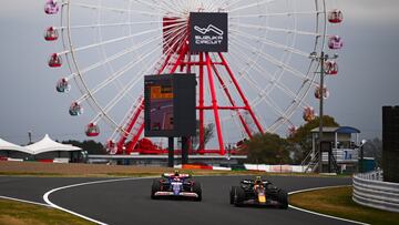 Tsunoda y Pérez, con el Racing Bulls y el Red Bull en el GP de Japón en Suzuka.