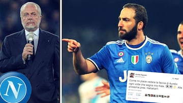 Aurelio de Laurentiis y Gonzalo Higuaín.