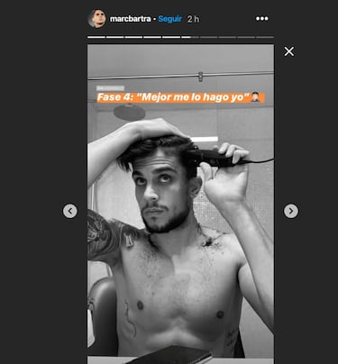 Marc Bartra se suma a la moda del confinamiento y también se rapa la cabeza