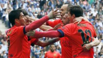 Alegría tras el gol de Neymar al Espanyol.