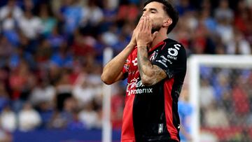 Atlas' midfielder #06 Edgar Zaldivar celebrates after scoring during the Liga MX Apertura tournament football match between Atlas and Cruz Azul at the Jalisco stadium in Guadalajara, Jalisco State, Mexico, on November 6, 2024. (Photo by Ulises Ruiz / AFP)