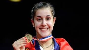 Carolina Marín, con el oro del Mundial de bádminton.