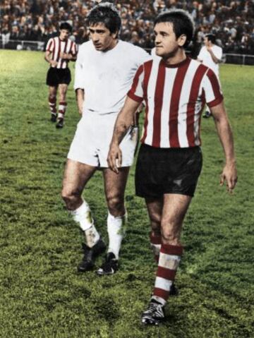 Uriarte junto a Velázquez en el partido del 1 de febrero de 1970 en el que el Athletic endosó al Real Madrid un 5-0 en la Catedral.