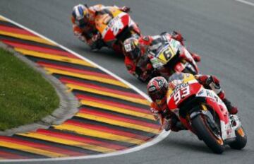 Marc Márquez, Stefan Bradl y Dani Pedrosa.