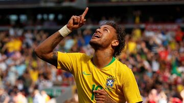 Soccer Football - International Friendly - Brazil vs Croatia - Anfield, Liverpool, Britain - June 3, 2018 Brazil's Neymar celebrates scoring their first goal REUTERS/Andrew Yates