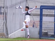 Manuel Sanchez celebrates his goal 1-0 of Pumas during the second leg match between Pumas UNAM and Rayados de Monterrey, of Basic Forces U-18, Torneo Apertura 2023 Liga BBVA MX, at Olimpico Universitario Stadium, December 02, 2023, in Mexico City, CDMX.